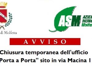 Avviso Asm chiusura ufficio Porta a Porta di Via Macina