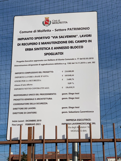 Lavori di recupero del campo di calcetto di ponente