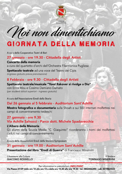 A Molfetta una serie di appuntamenti in ricordo della Shoah