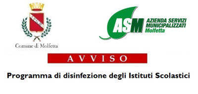 Avviso Asm avviso di disinfezione istituti scolastici