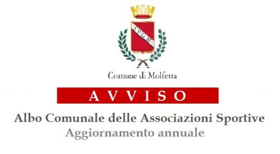 Aggiornamento annuale Albo comunale delle associazioni sportive