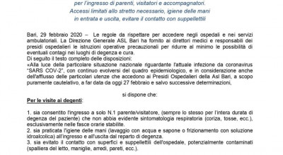 Nuovo Coronavirus, le regole da rispettare  per accedere negli ospedali e nei...