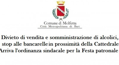 Divieto di vendita e somministrazione di alcolici stop alle bancarelle