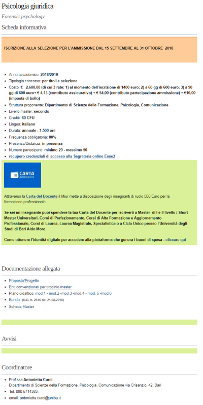 Locandina web Master II Livello in Psicologia Giuridica 2018 2019