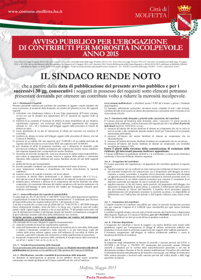 MANIFESTO Avviso Morosità Incolpevole 2 MANIFESTO Avviso Morosità Incolpevole 2