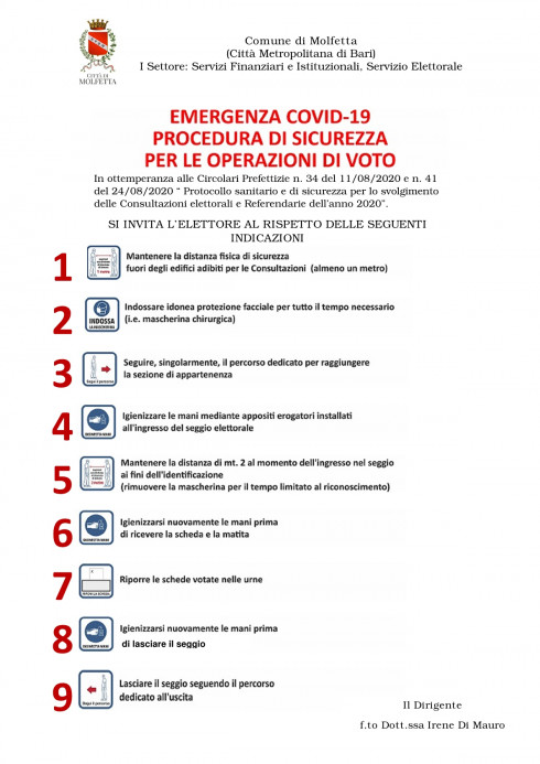 Consultazioni Elettorali. Pubblicate le procedure di sicurezza da Covid-19 durante le operazioni di voto