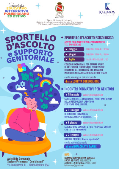 Sportello di ascolto e supporto genitoriale presso l’Asilo Nido Comunal...