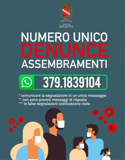 Attivo il numero unico per denunciare gli assembramenti: 379.1839104