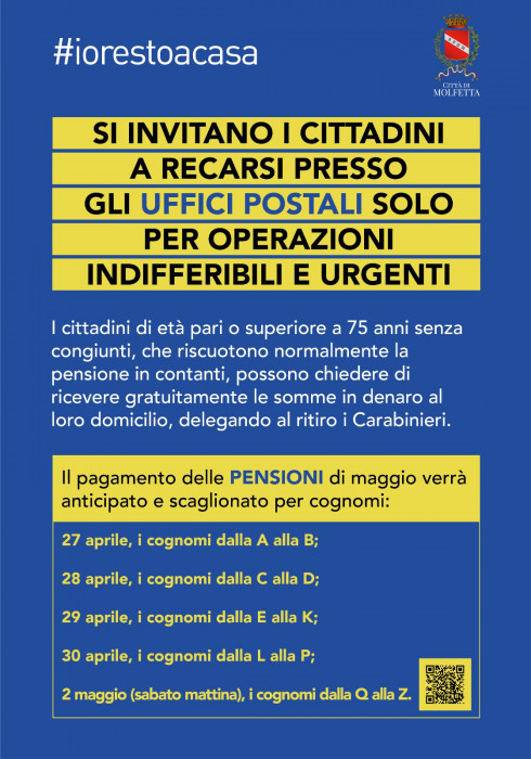 Ritiro pensioni: si parte lunedì 27 aprile con i cognomi che iniziano con le lettere A e B