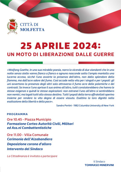 Celebrazione 25 aprile - Festa della Liberazione - Il programma