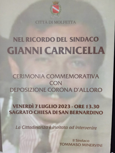 7 luglio 1992 - 7 luglio 2023. Commemorazione del Sindaco Gianni Carnicella