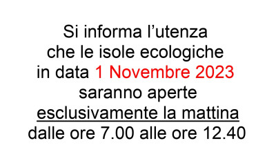 Orario isole ecologiche festività di Ognissanti