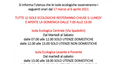 ASM - Avviso variazioni orari isole ecologiche