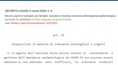 Decreto Coronavirus: disposizioni sulle ordinanze sindacali