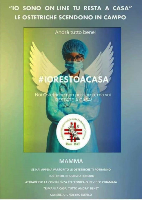 Coronavirus, anche a Molfetta attivo il servizio “Io sono online – tu resta a casa” promosso dall’Ordine delle Ostetriche di Bari e Bat