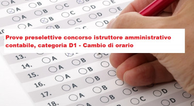 Avviso cambio orario prove preselettive Istruttore direttivo amministrativo