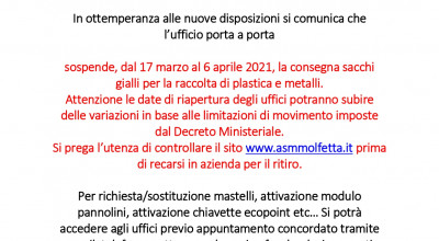 ASM - Avviso sospensione consegna buste