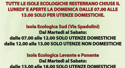 Variazioni orari isole ecologiche